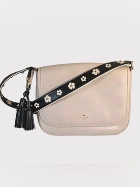 Kate Spade Crescent Street Lietta Leather Shoulder Bag Crisp Linen Floral Strap